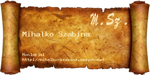 Mihalko Szabina névjegykártya
